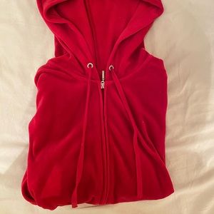 Red velvet zip up hoodie